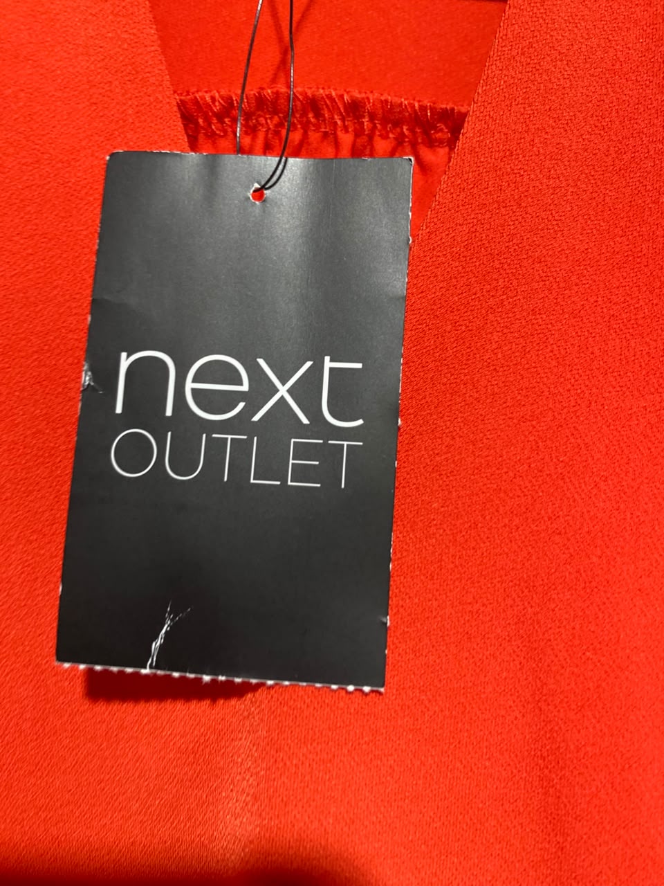 NEXT |L| BUST 21| A12| BRIGHT RED PUFF SLEEVE BLOUSE - V-SPLIT NECK TOP