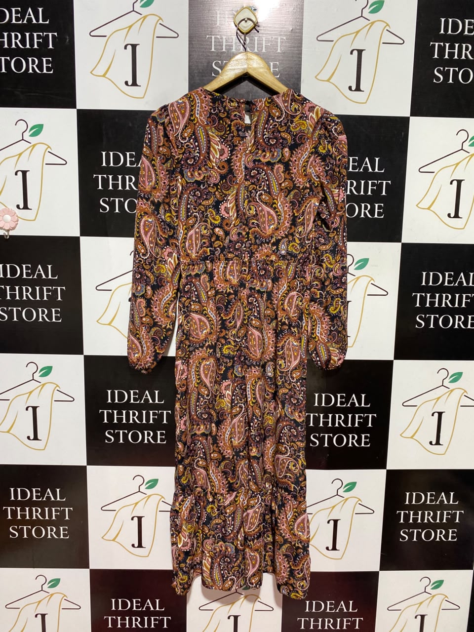 PEP & CO |S| BUST 16| A12| MULTICOLOR PAISLEY PRINT MIDI DRESS - LONG SLEEVE BOHO DRESS