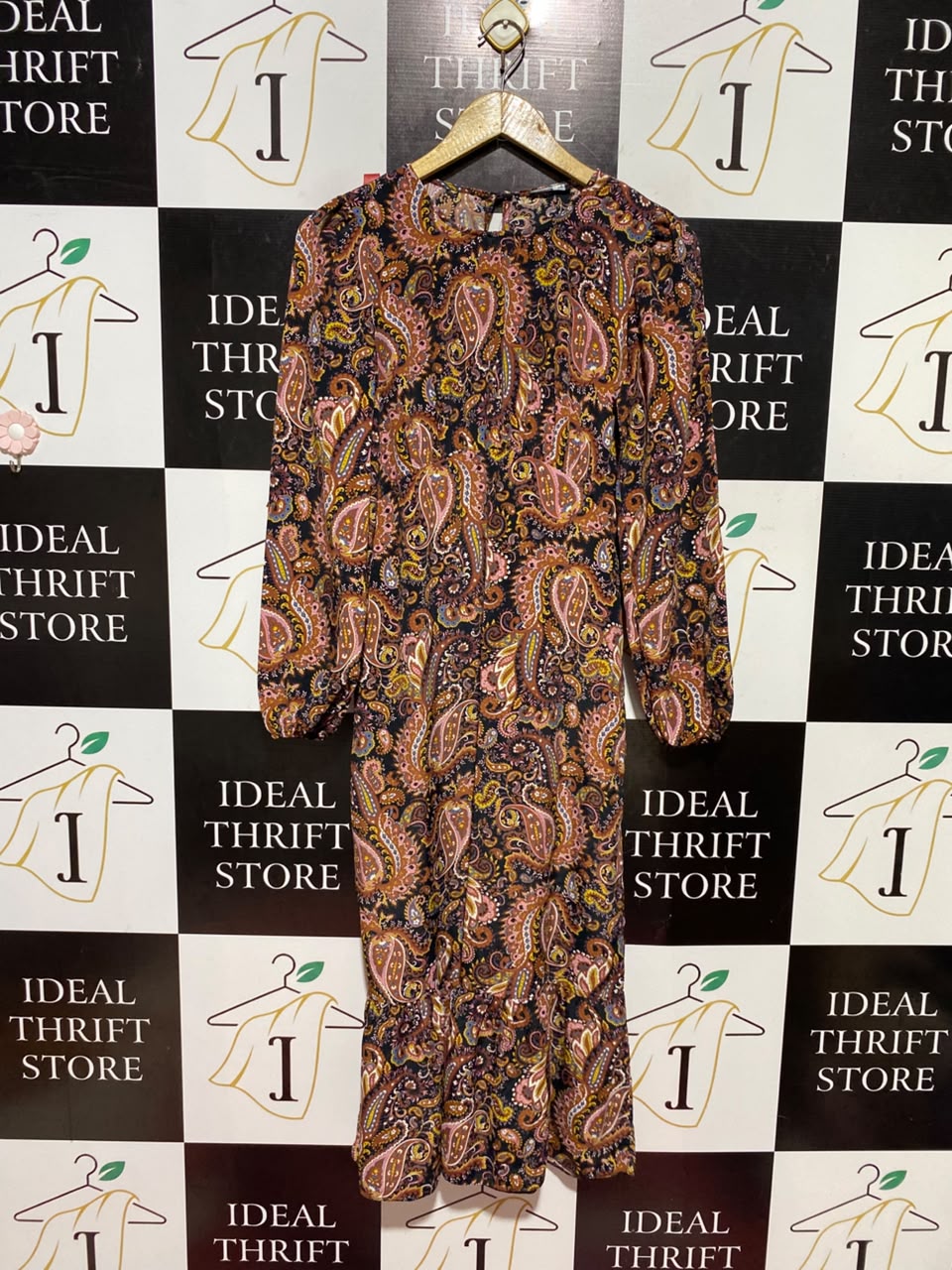 PEP & CO |S| BUST 16| A12| MULTICOLOR PAISLEY PRINT MIDI DRESS - LONG SLEEVE BOHO DRESS