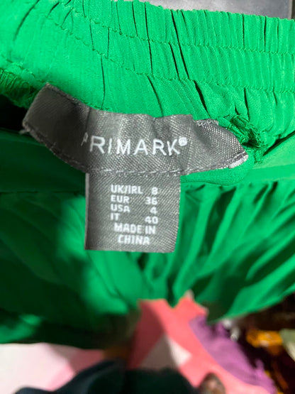 PRIMARK |S| WAIST 26| A12| EMERALD GREEN PLEATED MAXI SKIRT - HIGH-WAISTED FLOWY LONG SKIRT