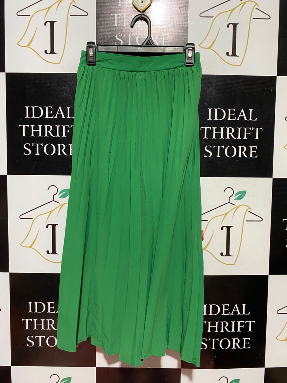 PRIMARK |S| WAIST 26| A12| EMERALD GREEN PLEATED MAXI SKIRT - HIGH-WAISTED FLOWY LONG SKIRT