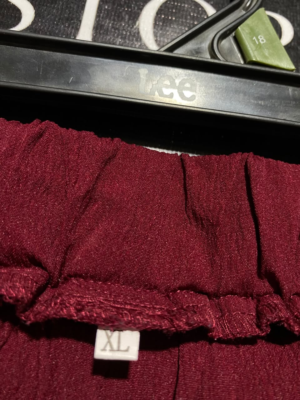 |XL| WAIST 32| A12| MAROON RED HIGH-WAISTED WIDE-LEG TROUSERS - ELASTIC WAIST CASUAL PANTS