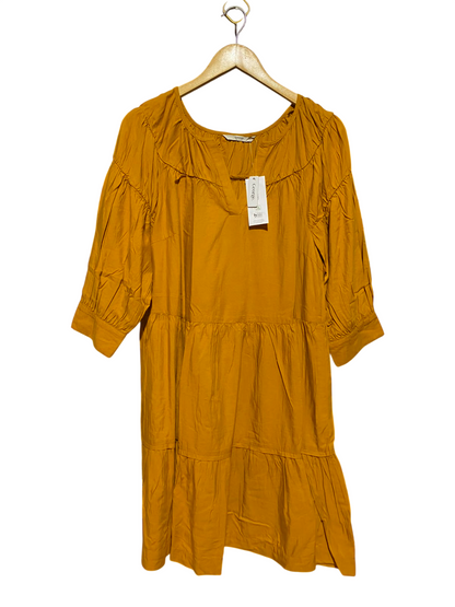 GEORGE |L| BUST 21| A14| MUSTARD YELLOW TIERED BOHO MINI / MIDI DRESS