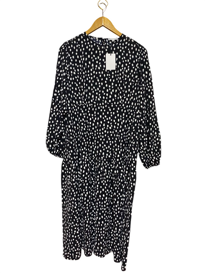 SIMPIY BE |L| BUST 20| A14| BLACK & WHITE ABSTRACT POLKA DOT DROP-WAIST MIDI DRESS