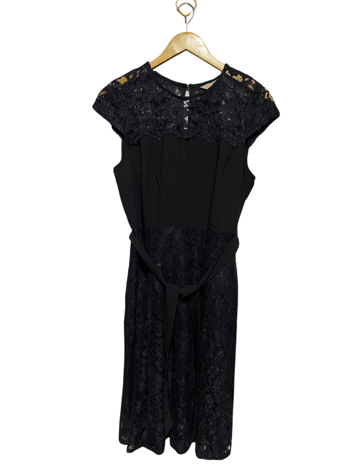 DOROTHY PERKINS |M| BUST 17| A14| ELEGANT LACE OVERLAY COCKTAIL MIDI DRESS WITH BELT - BLACK