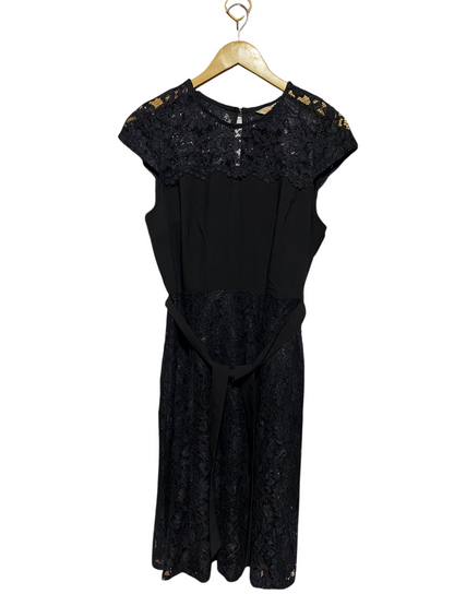 DOROTHY PERKINS |M| BUST 17| A14| ELEGANT LACE OVERLAY COCKTAIL MIDI DRESS WITH BELT - BLACK