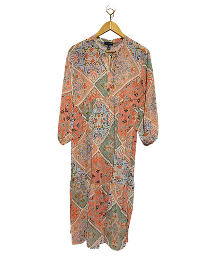 NEW LOOK |M| BUST 18| A14| BOHEMIAN PAISLEY GEOMETRIC PRINT TIERED MAXI DRESS - PASTEL MULTICOLOR