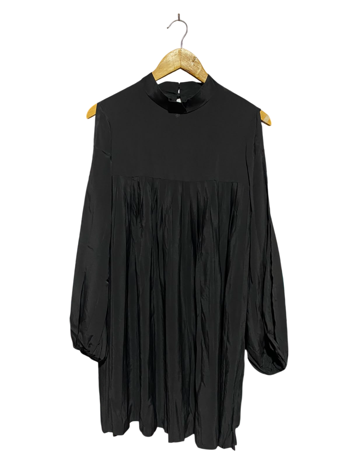 ASOS |M| BUST 19| A14| ELEGANT COLD-SHOULDER PLEATED MINI DRESS / TUNIC TOP - BLACK