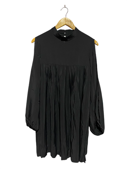 ASOS |M| BUST 19| A14| ELEGANT COLD-SHOULDER PLEATED MINI DRESS / TUNIC TOP - BLACK