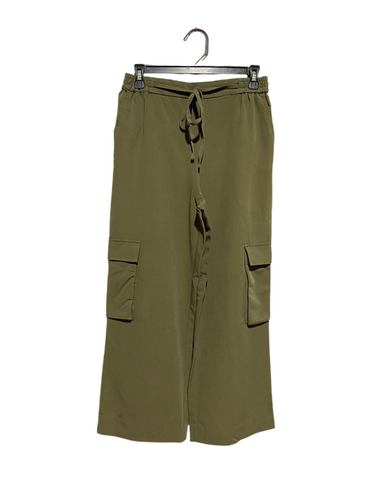 PRIMARK |M| WAIST 28| A14| HIGH-WAISTED WIDE-LEG CARGO TROUSERS - OLIVE GREEN