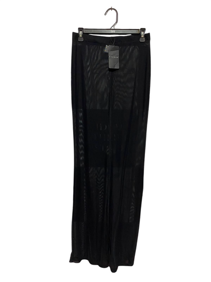 SUMON |M| WAIST 28| A14| WOMEN'S SHEER BLACK MESH OVERLAY MAXI SKIRT - SOLID BLACK