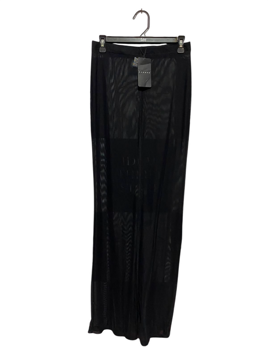SUMON |M| WAIST 28| A14| WOMEN'S SHEER BLACK MESH OVERLAY MAXI SKIRT - SOLID BLACK