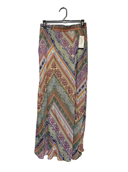 NY COLLECTION |M| WAIST 28| A14| WOMEN'S BOHEMIAN CHEVRON PAISLEY PRINT MAXI SKIRT - MULTICOLOR