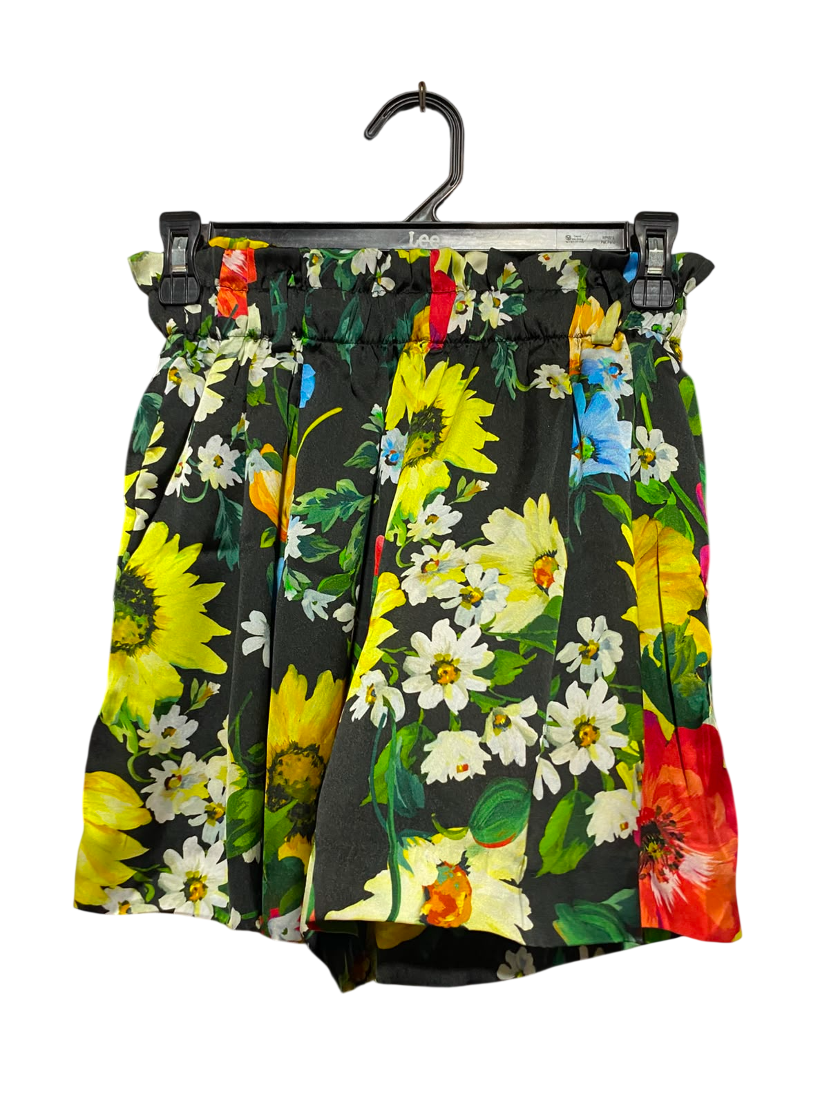 ZARA |XS| WAIST 24| A14| WOMEN'S VIBRANT FLORAL PRINT PAPERBAG SHORTS - MULTICOLOR