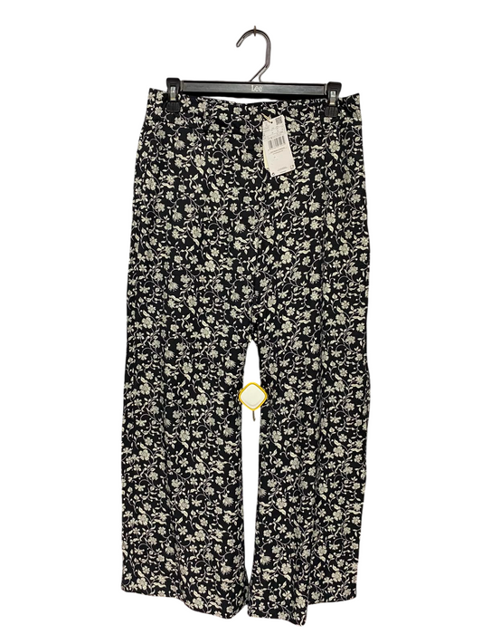 MNG |M| WAIST 30| A14| WOMEN'S FLORAL PRINT WIDE-LEG TROUSERS - BLACK & WHITE