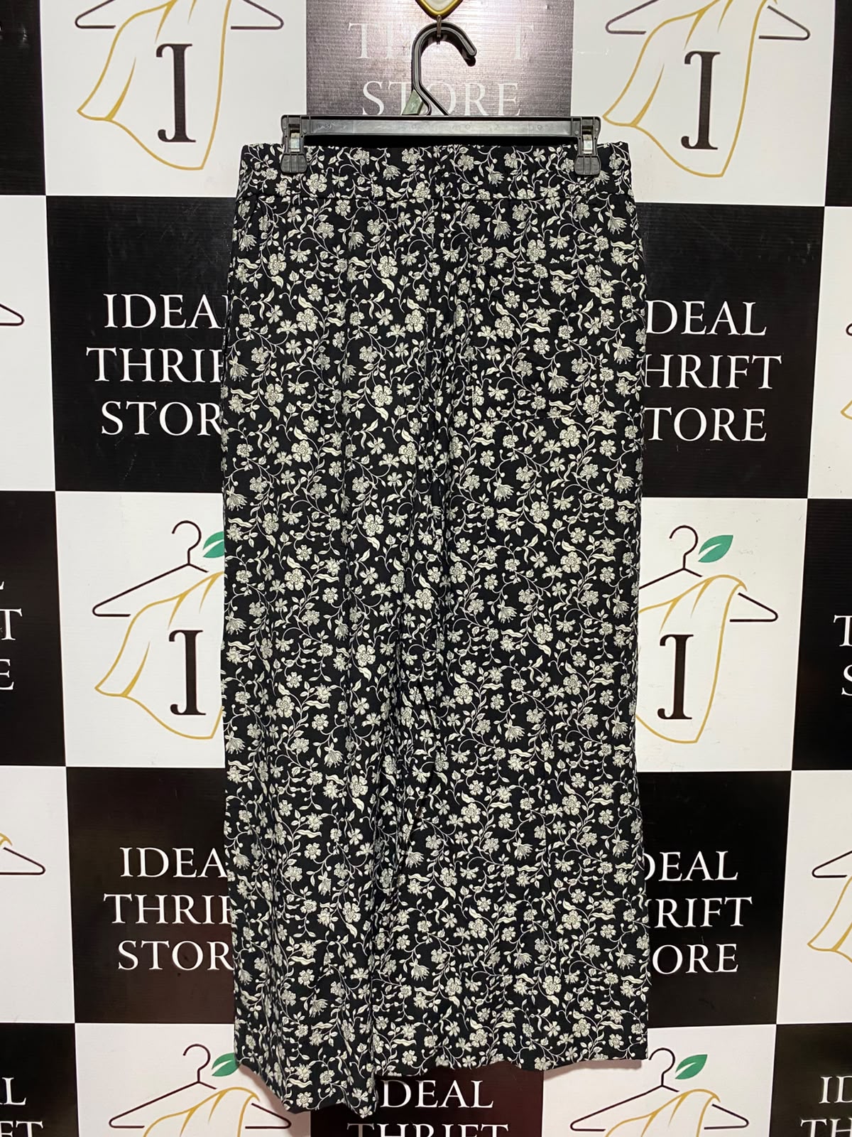 MNG |M| WAIST 30| A14| WOMEN'S FLORAL PRINT WIDE-LEG TROUSERS - BLACK & WHITE