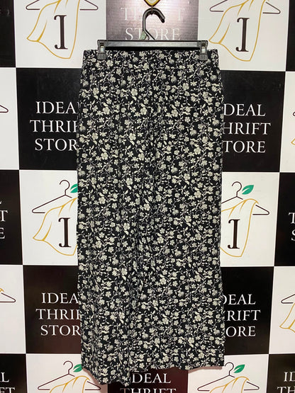MNG |M| WAIST 30| A14| WOMEN'S FLORAL PRINT WIDE-LEG TROUSERS - BLACK & WHITE