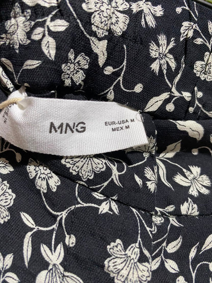 MNG |M| WAIST 30| A14| WOMEN'S FLORAL PRINT WIDE-LEG TROUSERS - BLACK & WHITE