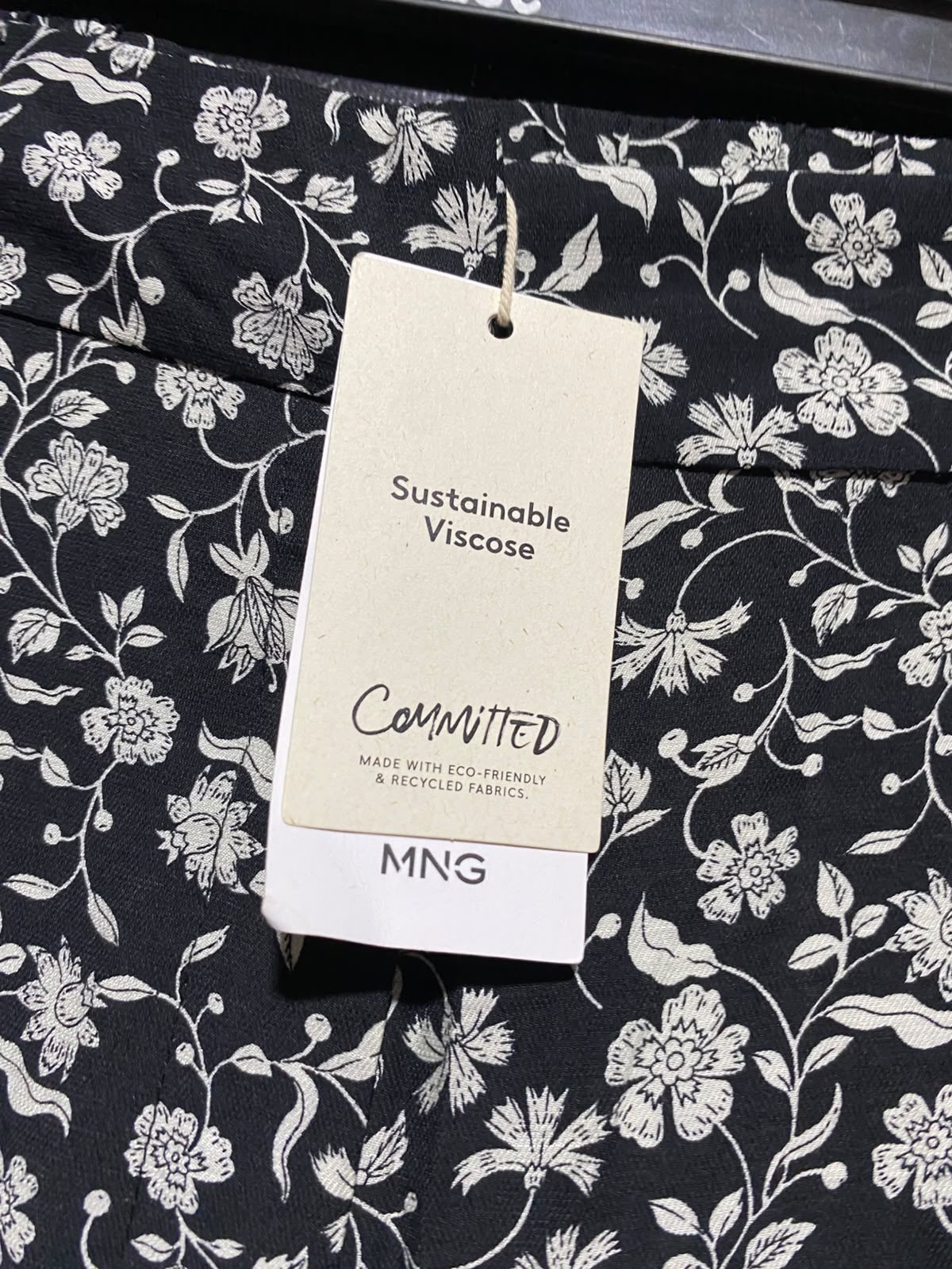 MNG |M| WAIST 30| A14| WOMEN'S FLORAL PRINT WIDE-LEG TROUSERS - BLACK & WHITE