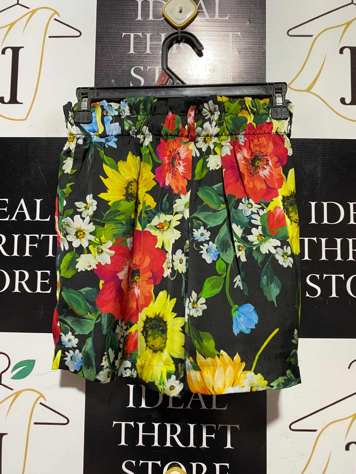 ZARA |XS| WAIST 24| A14| WOMEN'S VIBRANT FLORAL PRINT PAPERBAG SHORTS - MULTICOLOR