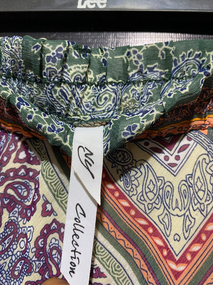 NY COLLECTION |M| WAIST 28| A14| WOMEN'S BOHEMIAN CHEVRON PAISLEY PRINT MAXI SKIRT - MULTICOLOR