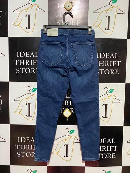 TOPSHOP |S| WAIST 26| A14| WOMEN'S SUPER HIGH-WAISTED SKINNY DENIM JEANS - BLUE WASH
