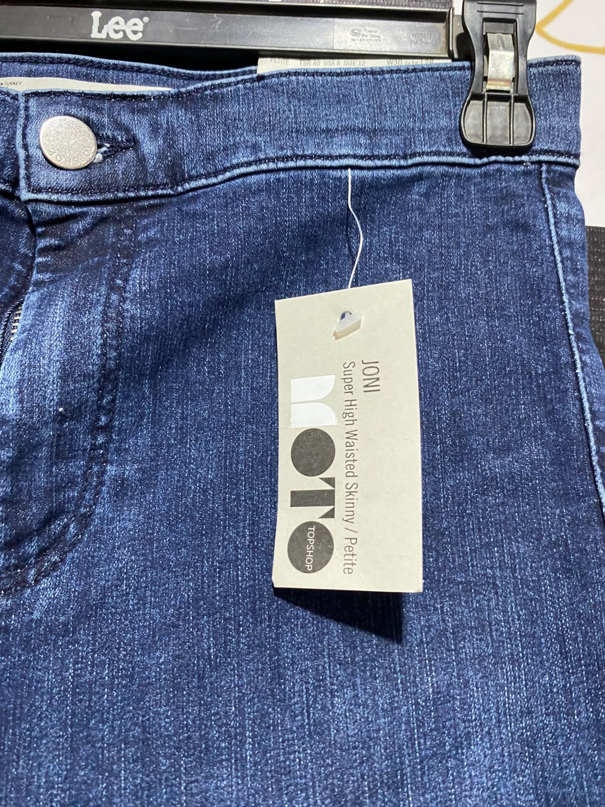 TOPSHOP |S| WAIST 26| A14| WOMEN'S SUPER HIGH-WAISTED SKINNY DENIM JEANS - BLUE WASH