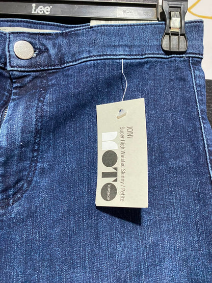 TOPSHOP |S| WAIST 26| A14| WOMEN'S SUPER HIGH-WAISTED SKINNY DENIM JEANS - BLUE WASH