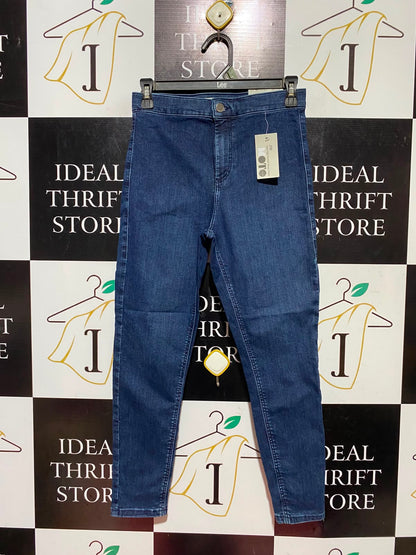 TOPSHOP |S| WAIST 26| A14| WOMEN'S SUPER HIGH-WAISTED SKINNY DENIM JEANS - BLUE WASH