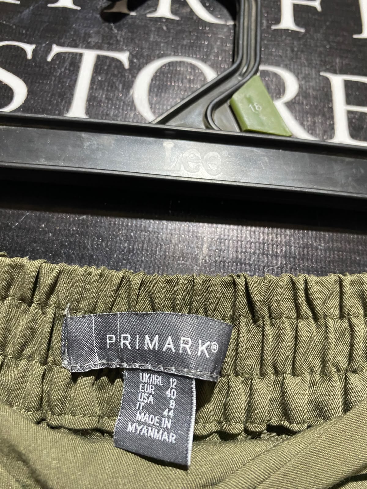 PRIMARK |M| WAIST 28| A14| HIGH-WAISTED WIDE-LEG CARGO TROUSERS - OLIVE GREEN