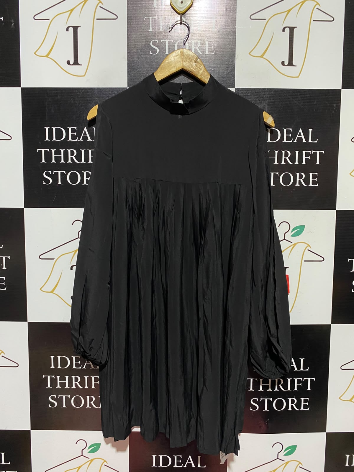 ASOS |M| BUST 19| A14| ELEGANT COLD-SHOULDER PLEATED MINI DRESS / TUNIC TOP - BLACK