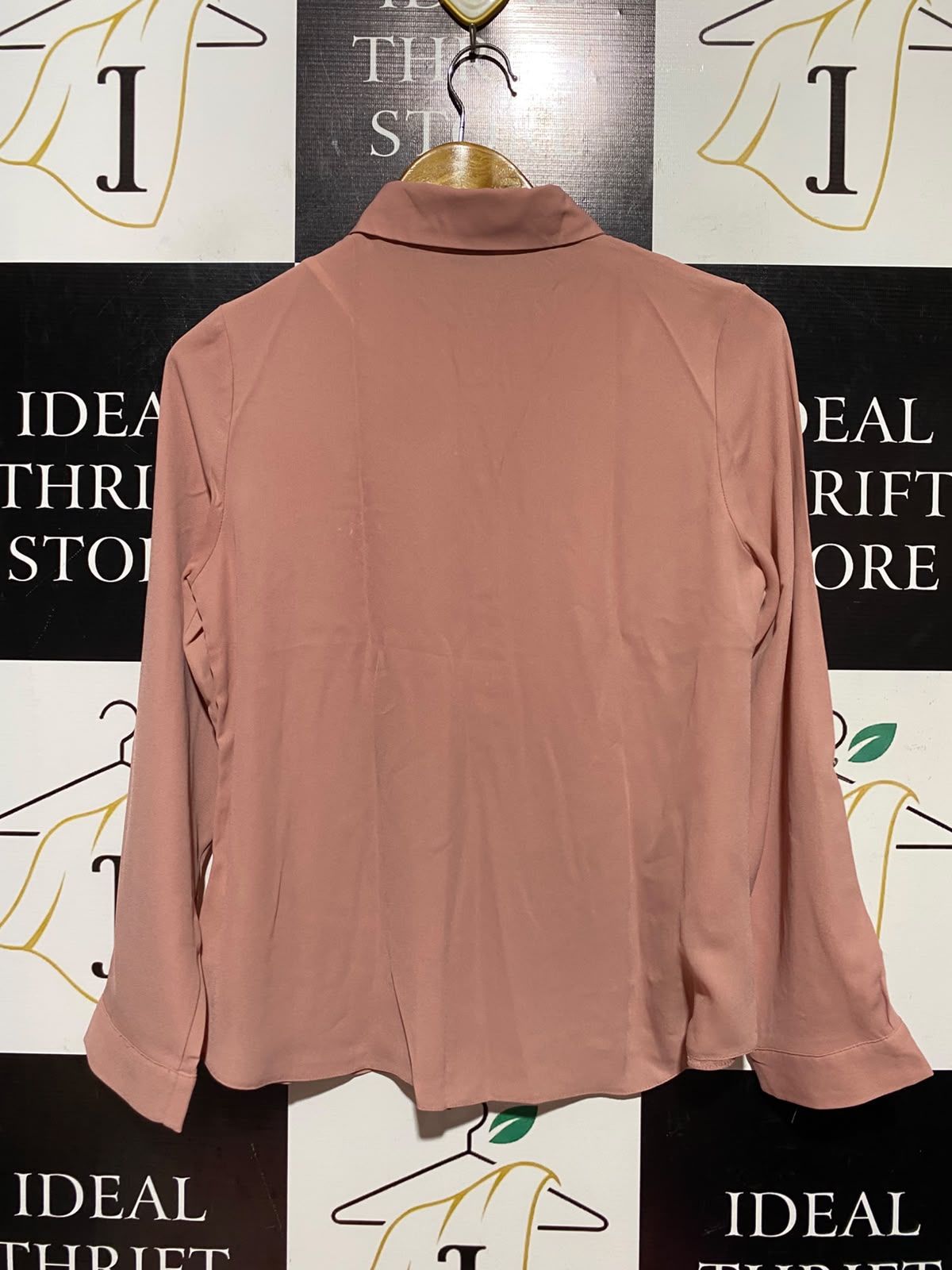 PETITE |M| BUST 18| A14| DUSTY PINK BUTTON-DOWN ROLL-TAB SLEEVE BLOUSE