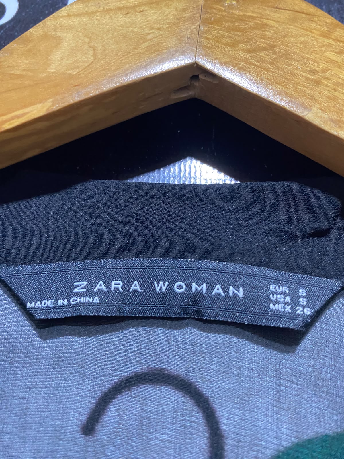 ZARA WOMAN |S| BUST 18| A14| BLACK SHEER CHIFFON RUFFLE-TRIMMED LONG-SLEEVE BLOUSE