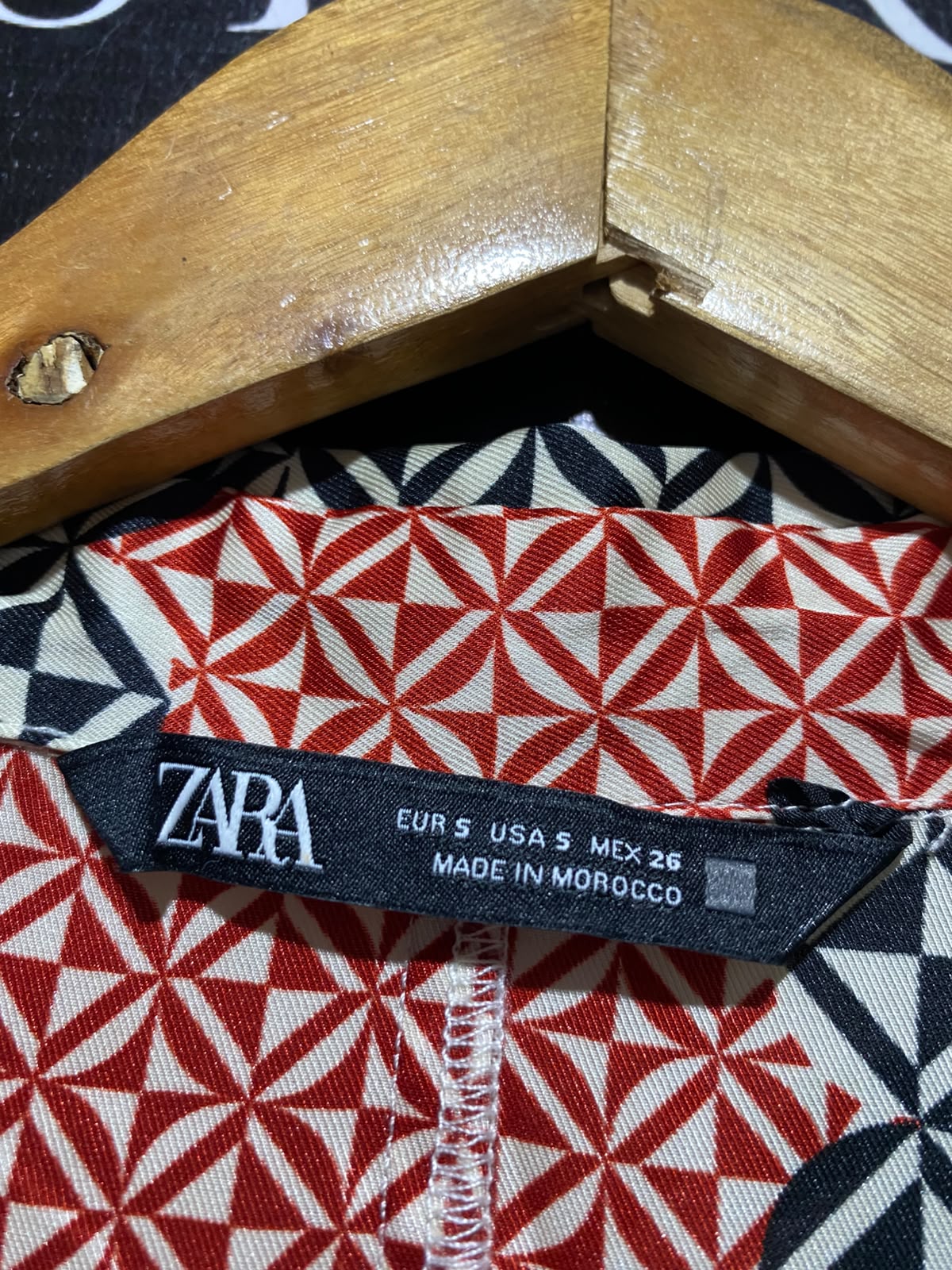 ZARA |S| BUST 18| A14| GEOMETRIC PATCHWORK PRINT BUTTON-DOWN MIDI SHIRT DRESS