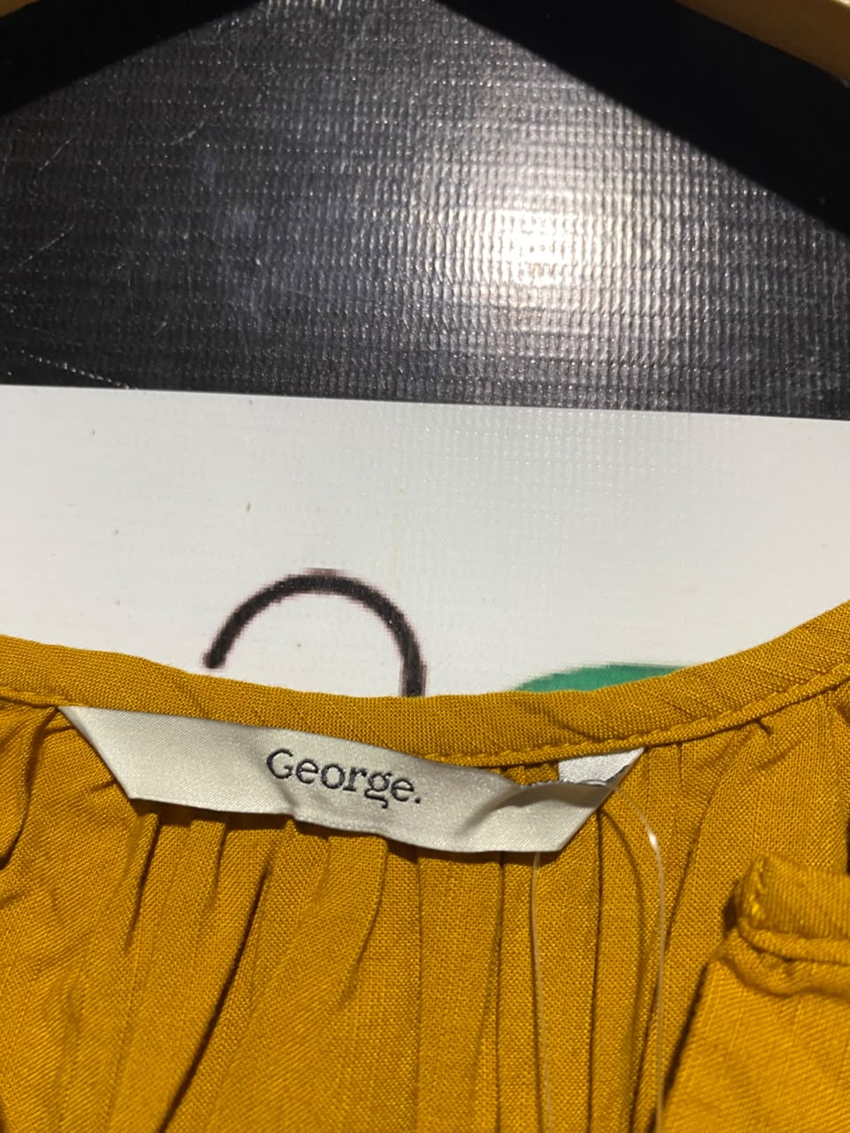GEORGE |L| BUST 21| A14| MUSTARD YELLOW TIERED BOHO MINI / MIDI DRESS