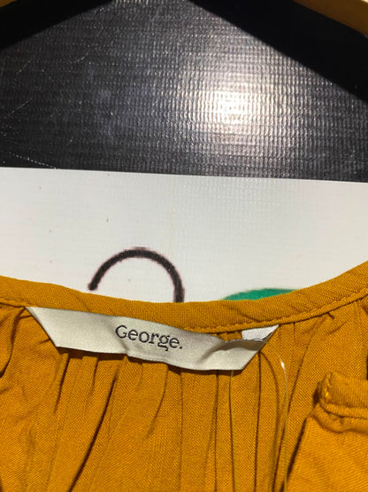 GEORGE |L| BUST 21| A14| MUSTARD YELLOW TIERED BOHO MINI / MIDI DRESS