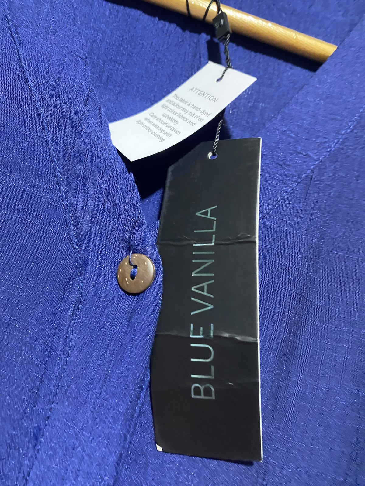 BLUE VANILLA |XS| BUST 16| A14| WOMEN'S ROYAL BLUE BUTTON-FRONT TIERED MAXI DRESS WITH TIE BELT