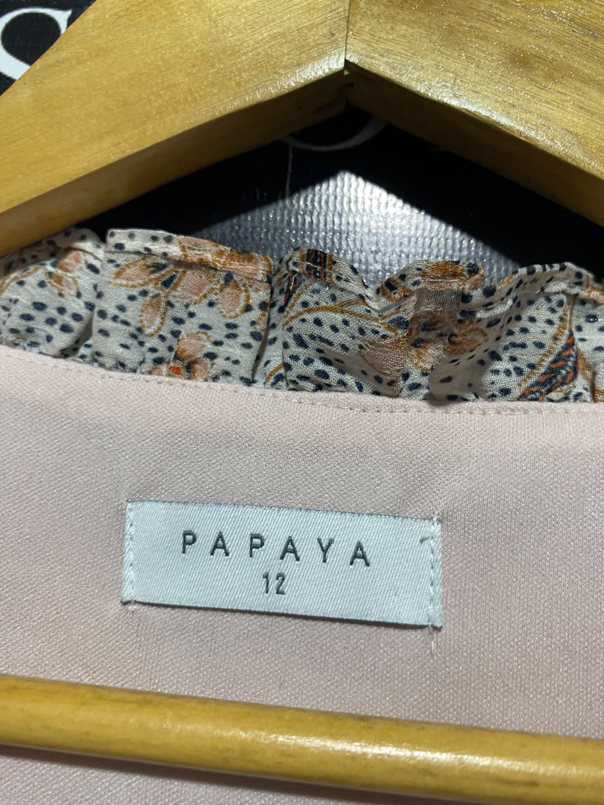 PAPAYA |M| BUST 19| A14| FLORAL PRINT METALLIC THREAD TIERED MIDI DRESS - BEIGE & BLUSH PINK