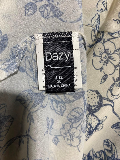 DAZY |XL| BUST 17| A14| VINTAGE BLUE TOILE DE JOUY FLORAL MAXI DRESS WITH FRONT-TIE