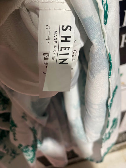 SHEIN |M| BUST 16| A14| GREEN TOILE DE JOUY SQUARE-NECK TIERED MAXI DRESS