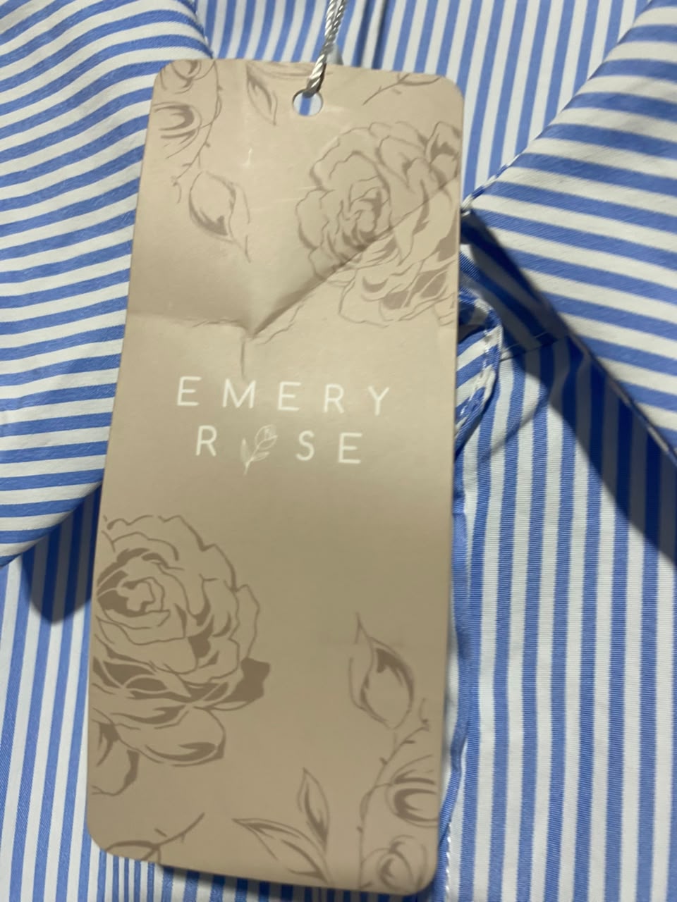 EMERY ROSE |XL| BUST 24| A14| BLUE & WHITE STRIPED BUTTON-FRONT BABYDOLL TUNIC SHIRT