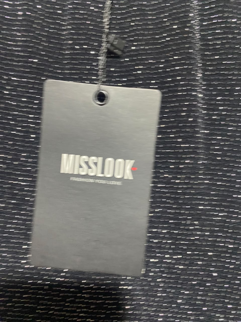 MISS LOOK |S| BUST 15| A14| BLACK & SILVER METALLIC SHIMMER CAMI SLIP MIDI DRESS