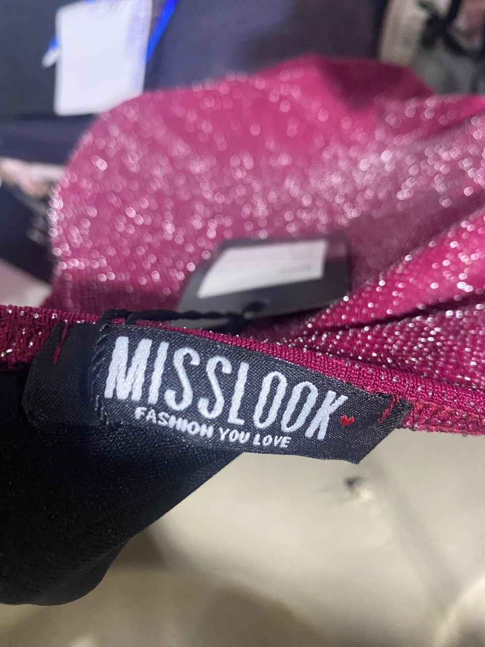 MISS LOOK |S| BUST 15| A14| MAGENTA PINK & SILVER METALLIC SHIMMER CAMI SLIP MIDI DRESS