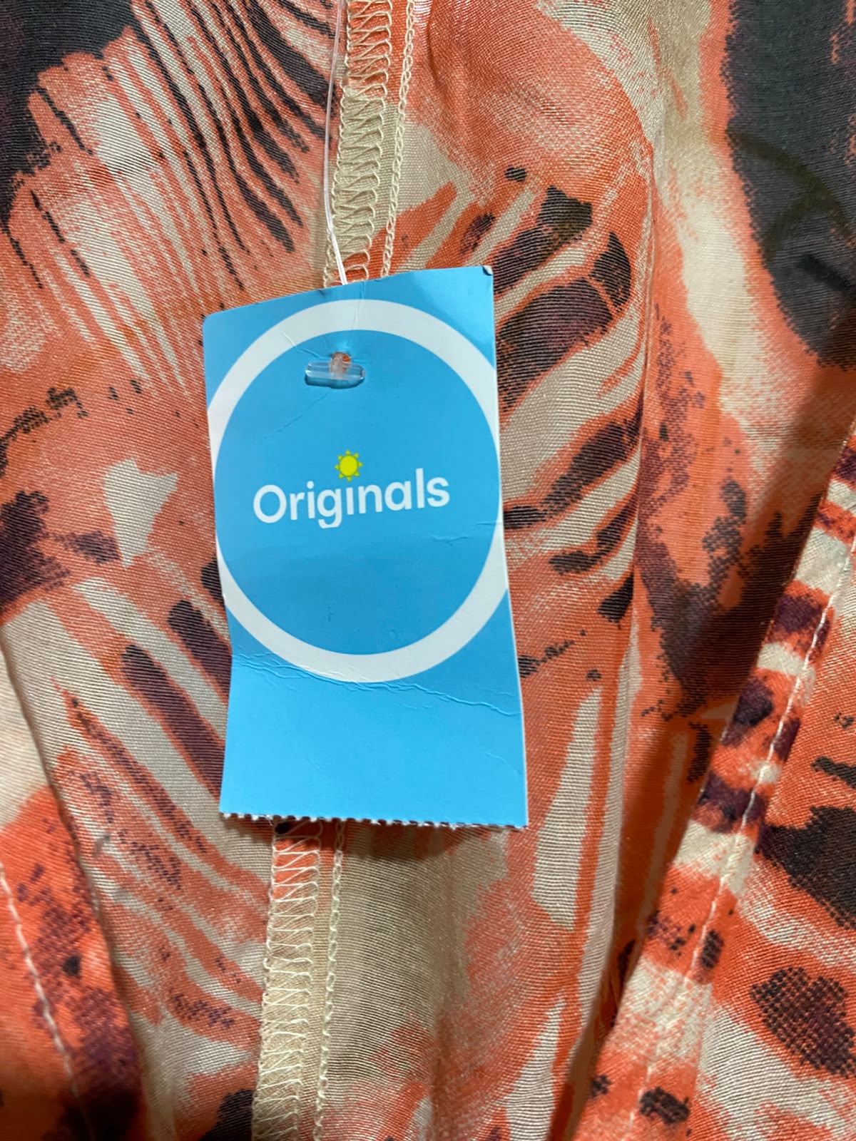 ORIGNALS |L| BUST FREE| A14| ORANGE & BROWN ABSTRACT PRINT DRAWSTRING KAFTAN MAXI DRESS