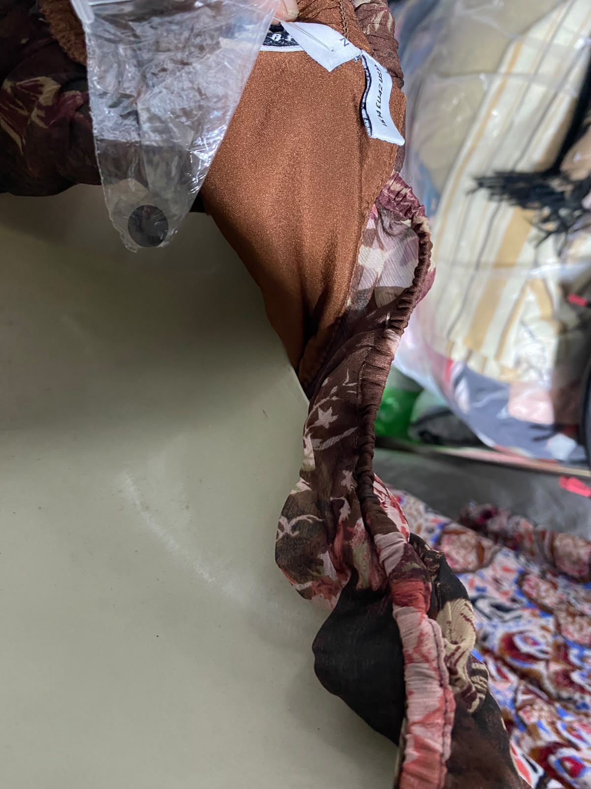 ASOS |M| BUST 17| A14| BROWN FLORAL PUFF-SLEEVE SQUARE-NECK BABYDOLL BLOUSE