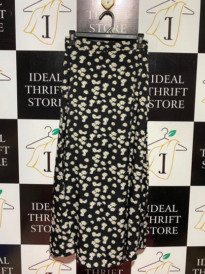 SHEIN |S| WAIST 27| A13| BLACK & WHITE DAISY PRINT HIGH-WAISTED MAXI SKIRT