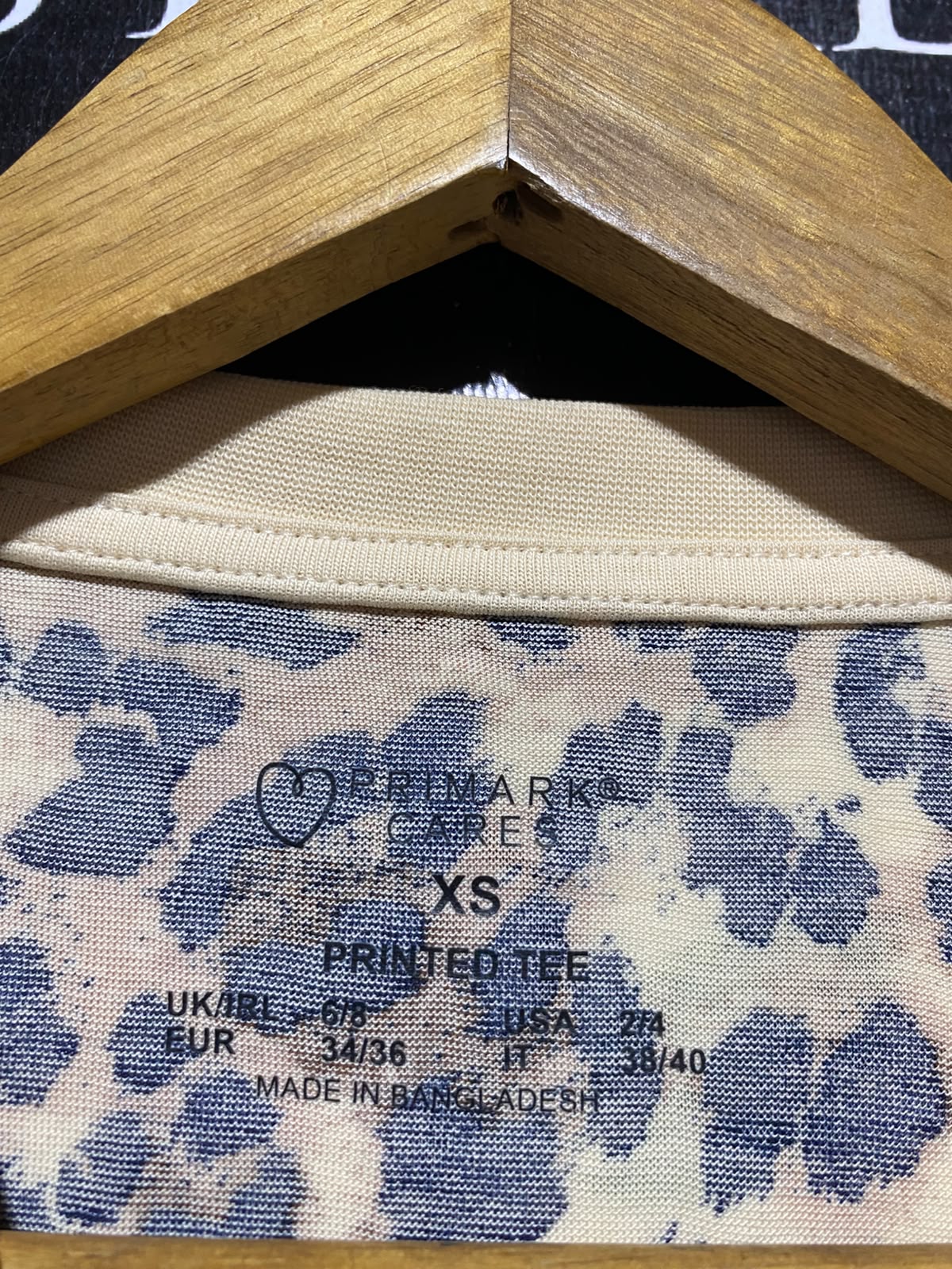 PRIMARK CARES |XS| BUST 17| A13| LEOPARD CHEETAH ANIMAL PRINT SHORT-SLEEVE CREW NECK T-SHIRT