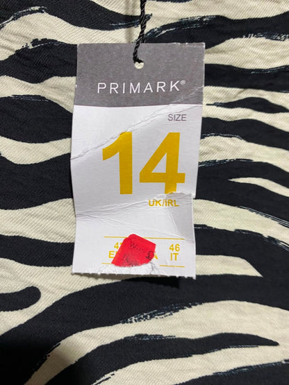 PRIMARK |L| BUST 18| A13| WOMEN'S MONOCHROME ZEBRA STRIPE TIE-BACK LONG-SLEEVE MINI DRESS