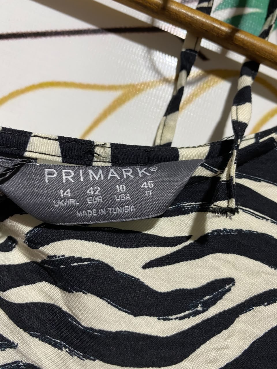 PRIMARK |L| BUST 18| A13| WOMEN'S MONOCHROME ZEBRA STRIPE TIE-BACK LONG-SLEEVE MINI DRESS