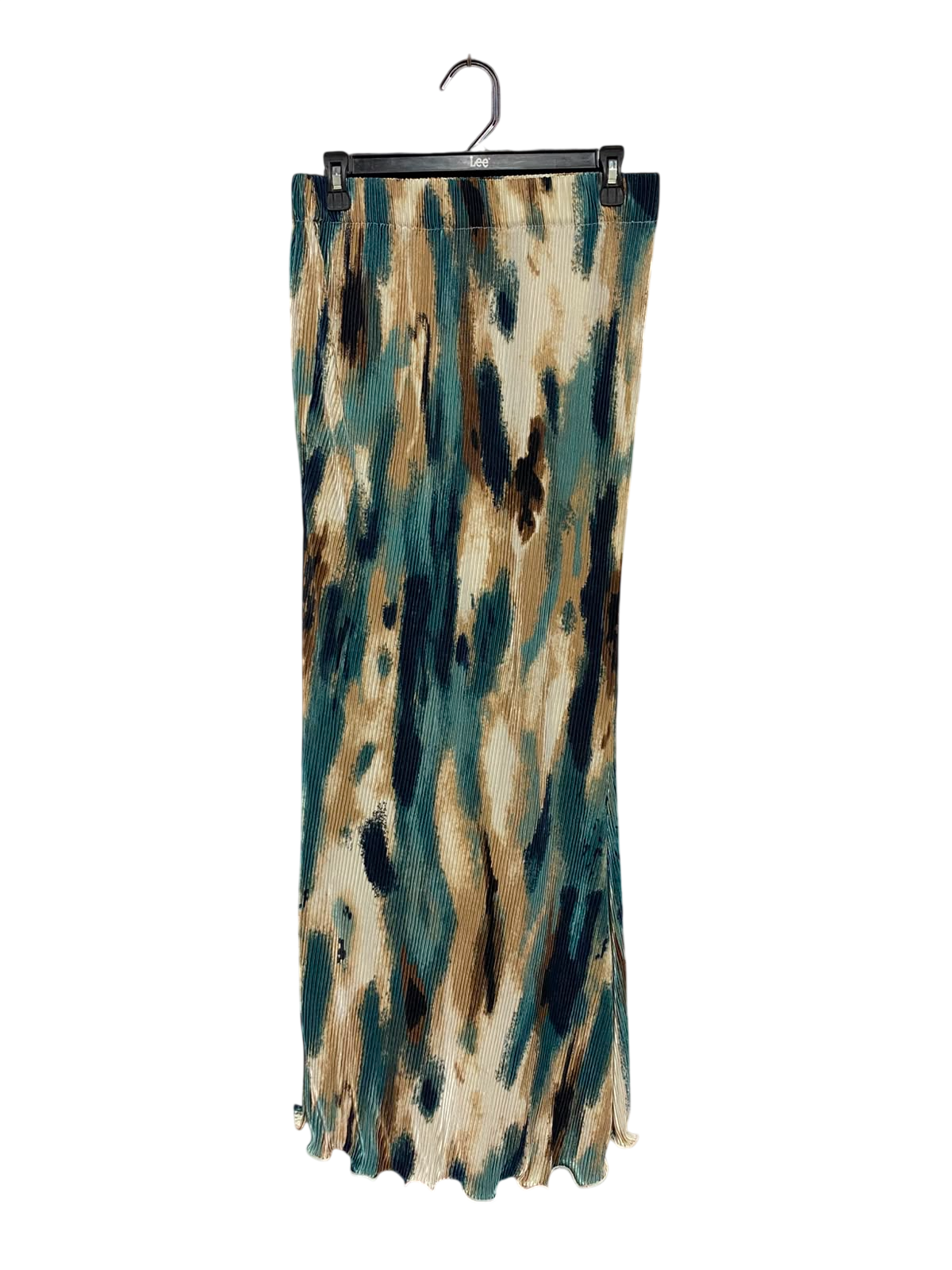 SHEIN |XL|WAIST 28| A14| MULTICOLOR ABSTRACT WATERCOLOR PLEATED MAXI SKIRT - HIGH-WAISTED CRINKLE COLUMN SKIRT